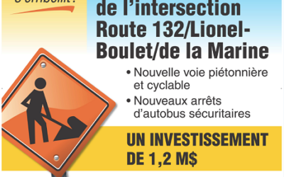 Varennes: réaménagement  de  l’intersection  de  la  route  132  et  des  boulevards  Lionel-Boulet et de la Marine
