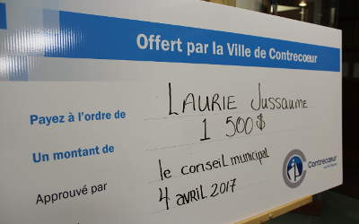Ville de Contrecoeur: une aide financière de 1 500 $ pour Laurie Jussaume !