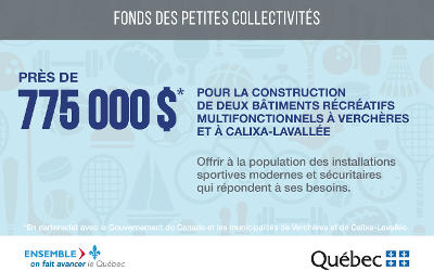 À Verchères et Calixa-Lavallée: le Canada et le Québec appuient la construction de deux bâtiments récréatifs multifonctionnels