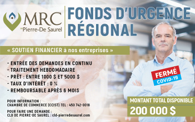 MRC de Pierre-De Saurel: COVID-19, le fonds d’urgence régional maintenant disponible aux entreprises admissibles