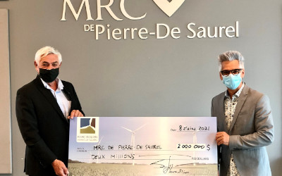 La MRC de Pierre-De Saurel reçoit 2 M$ de Parc éolien Pierre-De Saurel