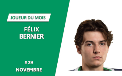 Rebelles hockey du Cégep de Sorel-Tracy: le gardien de but Félix Bernier nommé joueur du mois de novembre Desjardins