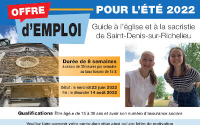 Saint-Denis-sur-Richelieu: offre d’emploi pour l’été 2022