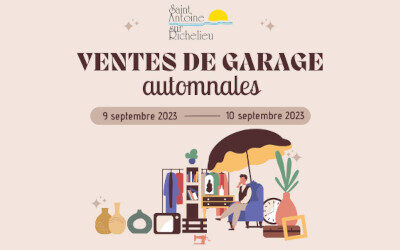 Saint-Antoine-sur-Richelieu: ventes de garage sans permis les 9 et 10 septembre 2023