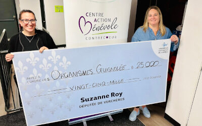 Suzanne Roy annonce la remise d’une somme de 25 000 $ aux cinq organismes impliqués dans les Guignolées de sa circonscription