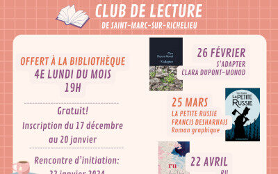 Saint-Marc-sur-Richelieu: Club de lecture 2024, dévoilement de la programmation
