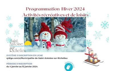 Municipalité de Saint-Antoine-sur-Richelieu: programmation hiver 2024