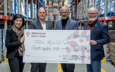 Moisson Rive-Sud reçoit un don de 34 000 $ de Pratt & Whitney Canada pour soutenir la sécurité alimentaire