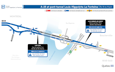 Réfection majeure du tunnel Louis-Hippolyte-La Fontaine: fermeture complète du tunnel durant la nuit du 12 au 13 juin