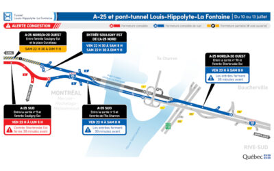 Réfection majeure du tunnel Louis-Hippolyte-La Fontaine: fermetures sur l’autoroute 25 dans les deux directions durant la fin de semaine du 10 juillet