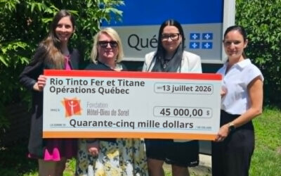 Un nouveau partenariat entre la Fondation Hôtel-Dieu de Sorel et Rio Tinto Fer et Titane – Opérations Québec