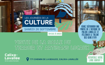 Journée de la culture à Calixa-Lavallée Visite salle du terroir et artisans locaux