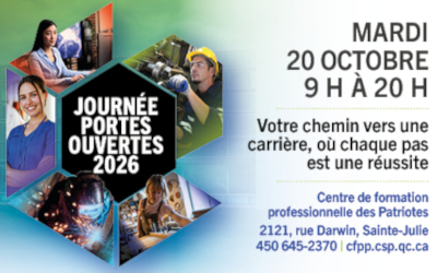 Mardi le 20 octobre 2026: Journée portes ouvertes du Centre de formation professionnelle des Patriotes