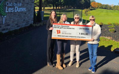 Merci à la section féminine du club de golf Les Dunes pour leur soutien envers la Fondation Hôtel-Dieu de Sorel pour une cinquième année lors de leur tournoi de fermeture!
